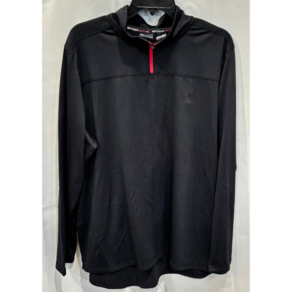 Spyder Mens Pullover 2XL Black Long Sleeve Gorpcore Athleisure 1/4 Zip 18945x
